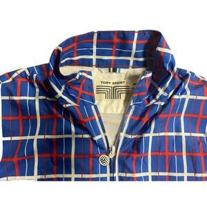 Tory Burch Sport Windbreaker Jacket Women's Medium Blue Red White
